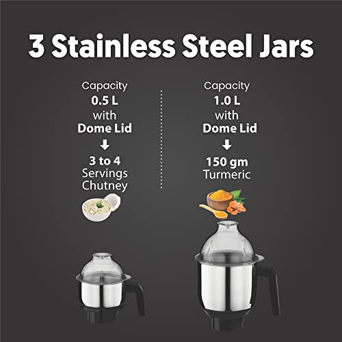 Preethi Zion MG-227 mixer grinder 750 watt Black, 4 jars - master chef food processor jar and flexi lid, Vega W5 motor with 2yr Guarantee & Lifelong Free Service, Standard - Image 8